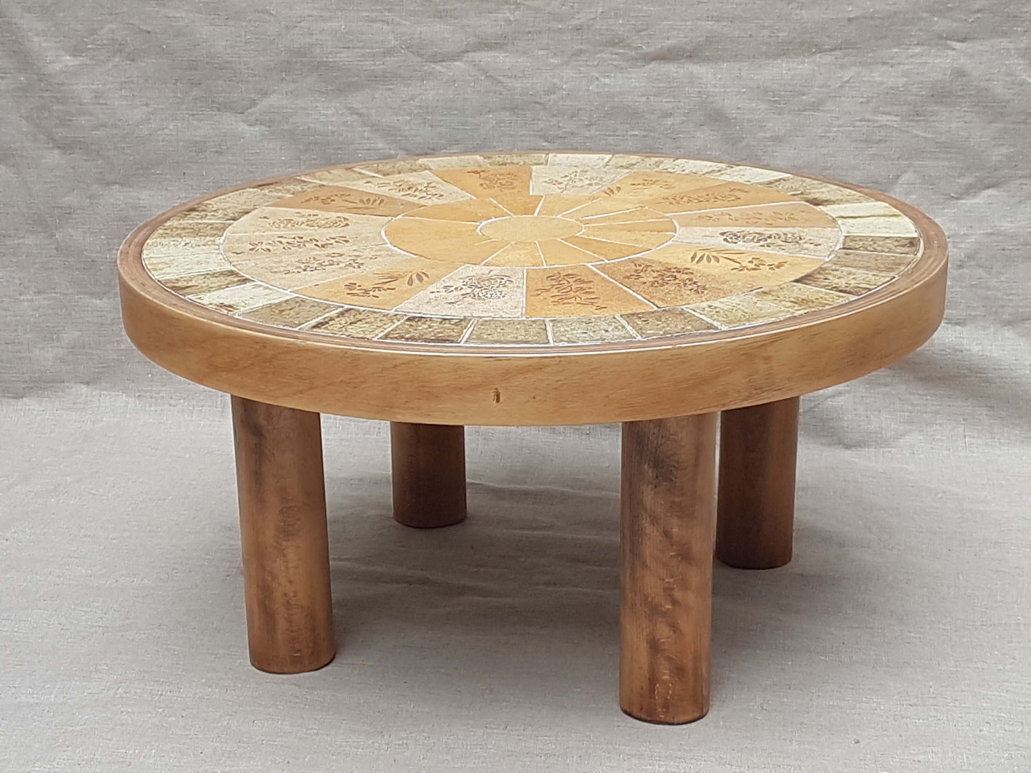 Vintage ceramic coffee table by Vallauris by R Leduc