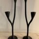 Pair of black candlesticks art deco in steel Habitat 1970
