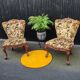 Set of 2 velvet cocktail/toadstool chairs