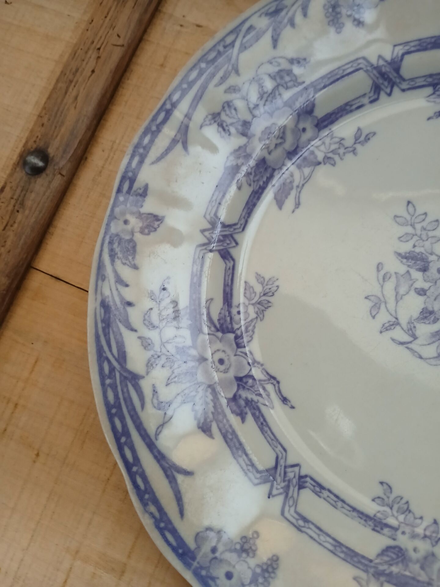 3 antique flat plates in ironstone
