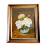 Oil on canvas white roses