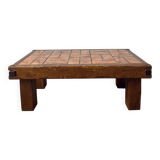 Oak and ceramic coffee table from the mid-20th century.