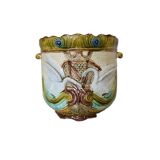 French Art Nouveau Majolica Flowerpot With Swans, Early 20th Century