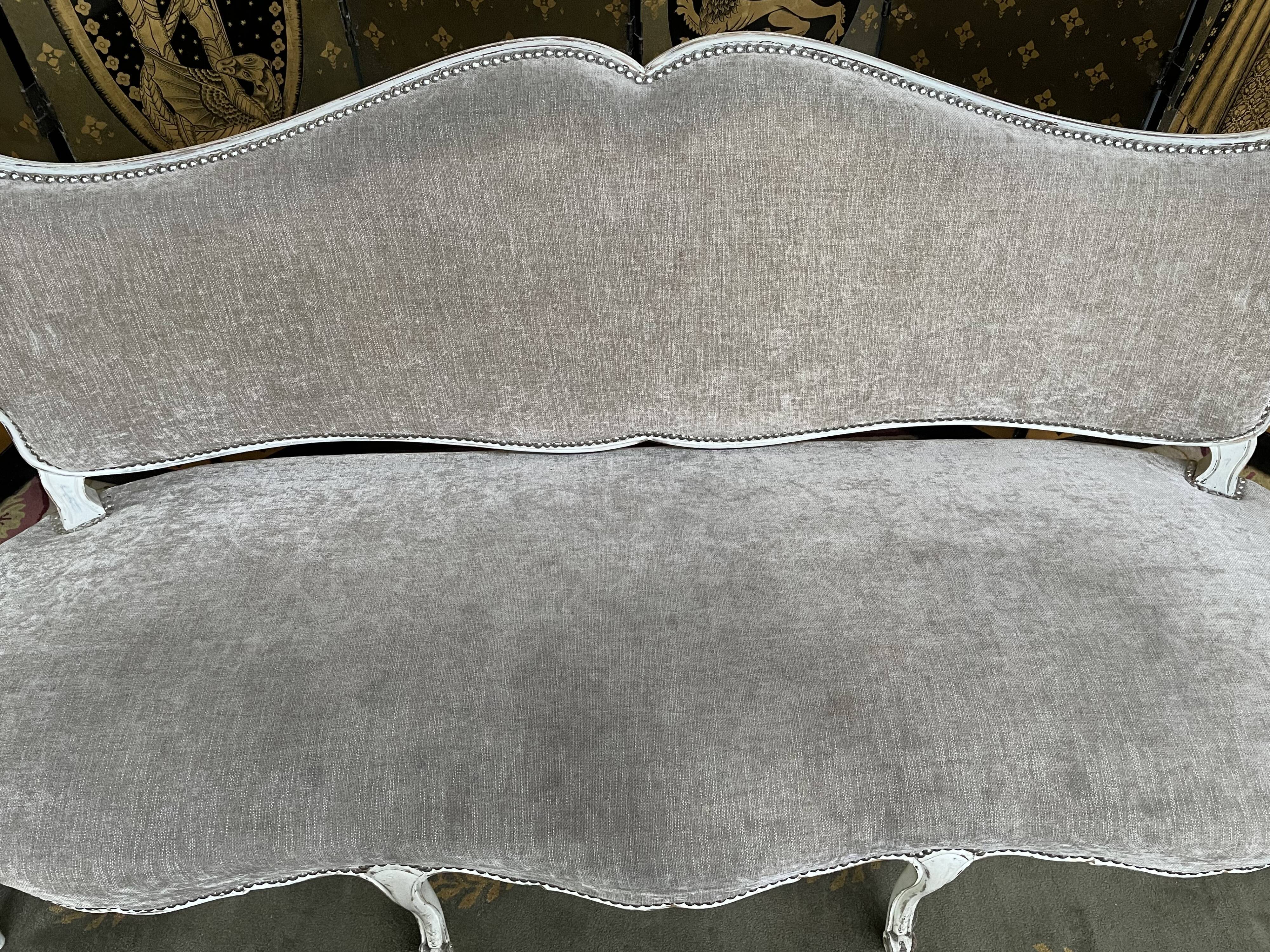 Louis XV taupe and cream style sofa