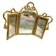 Miroir triptyque en bois doré et sculpté
