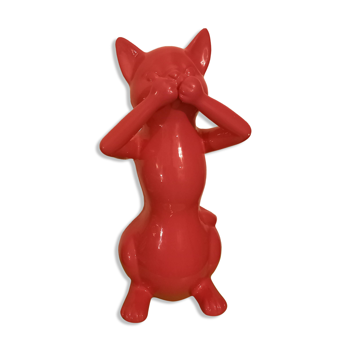 Pink pop art cat statuette in ceramic