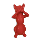 Pink pop art cat statuette in ceramic