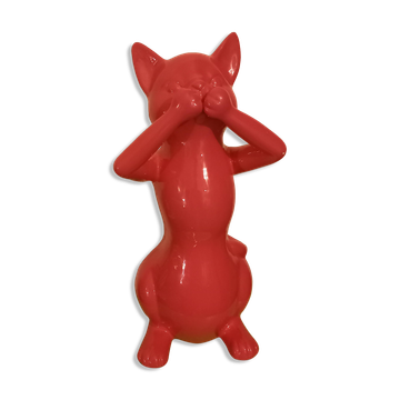 Statuette chat rose pop art en ceramique