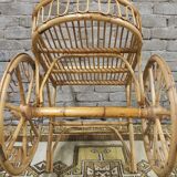 Bamboo and rattan bar cart, 1950