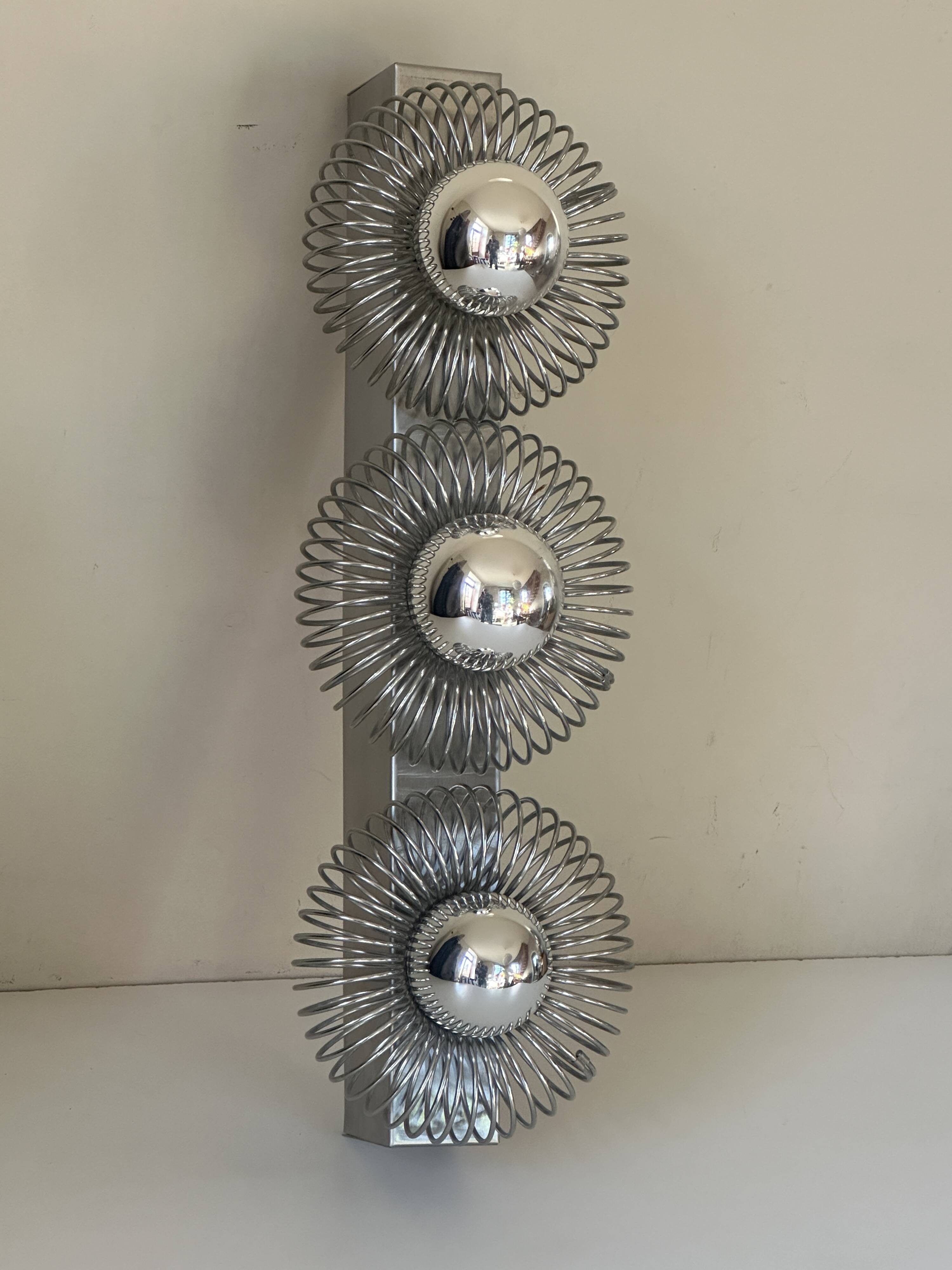 Sconce springs 3 vintage lights design 70s
