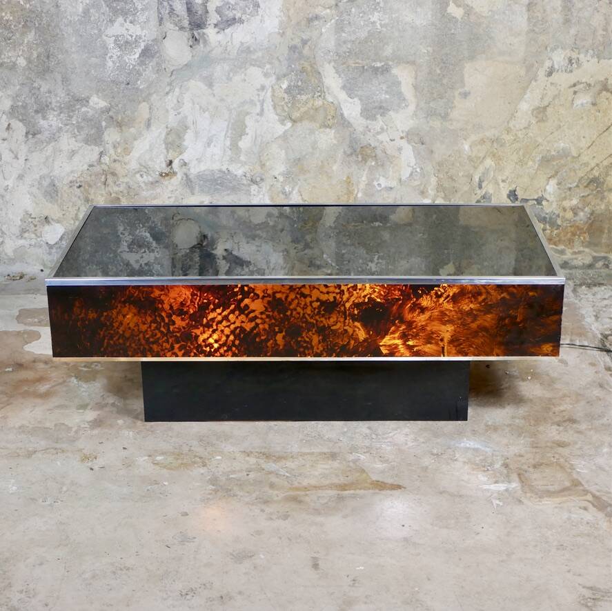 Tortoiseshell plexiglass coffee table, 1970s