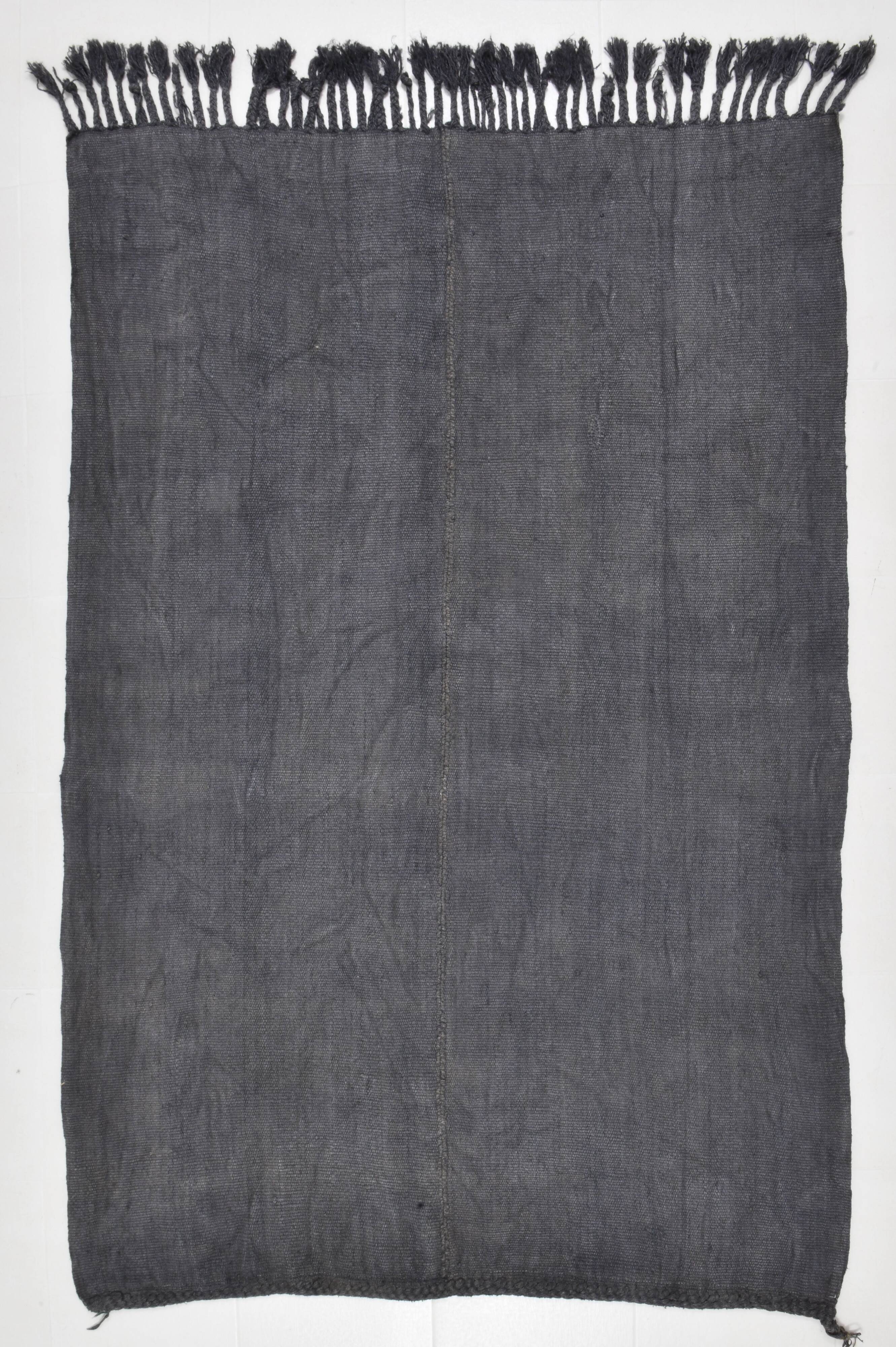 5x8 Anthracite Grey Handwoven Vintage Kilim Rug, 159x235 Cm