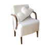 Armchair completely redone fabrics moumoute and its matching rectangular cushion