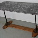 French Marble & Cast Iron Console or Side Table, 19th Century
