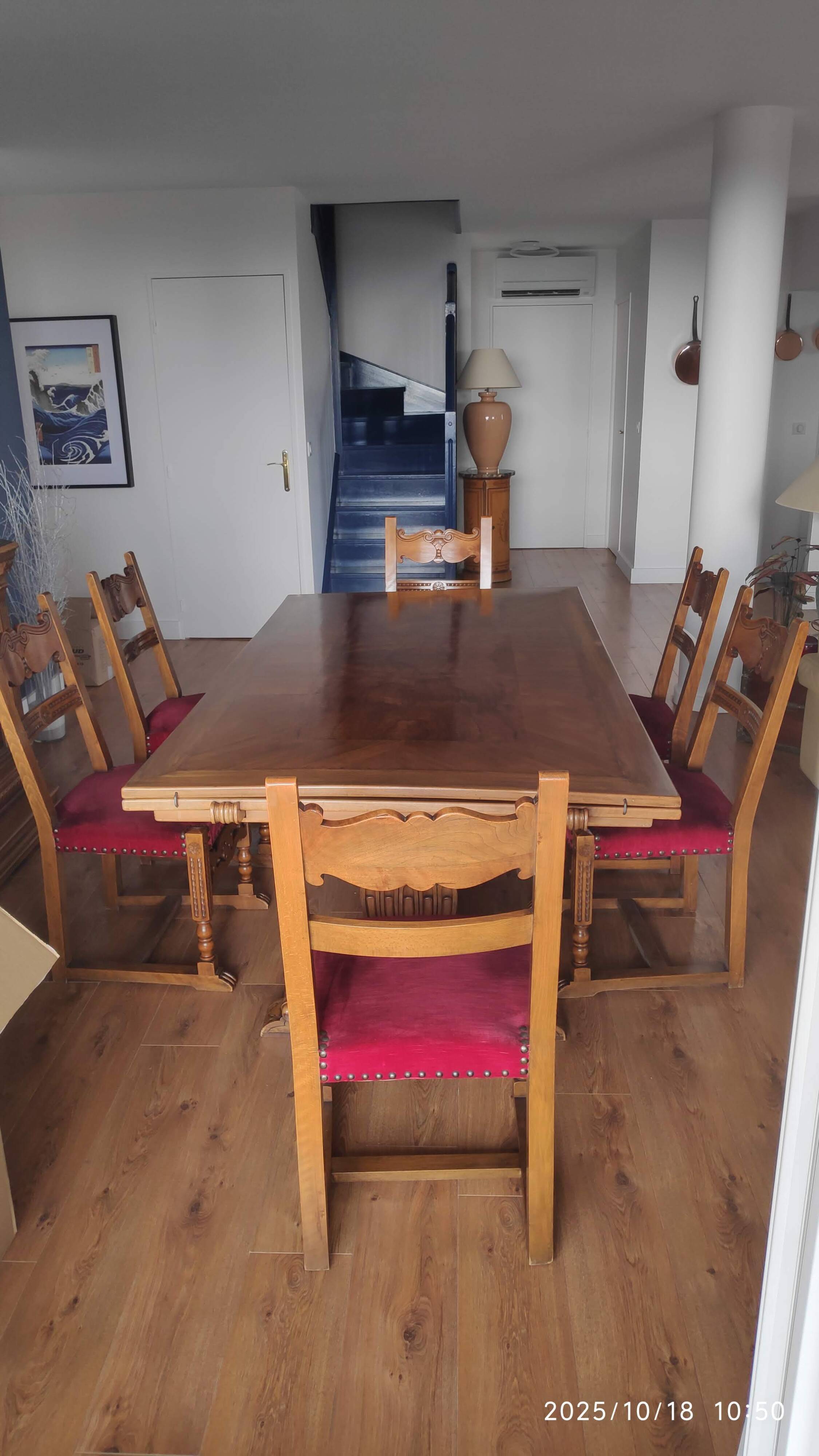 Set of 6 Louis XIII / Renaissance style chairs - carved solid oak