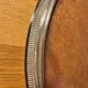 Round silver-plated metal tray and mirror