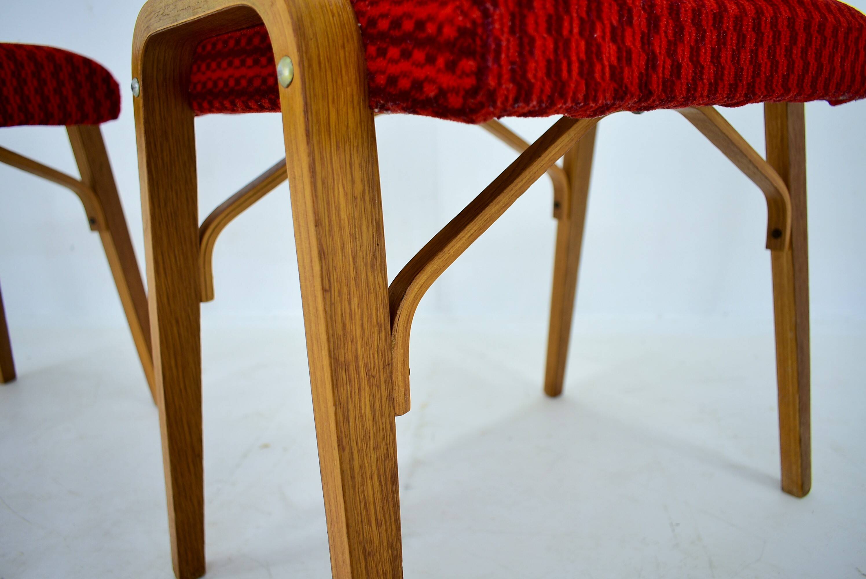 1960s Ludvik Volak beech stools by Drevopodnik Holesov, Czechoslovakia