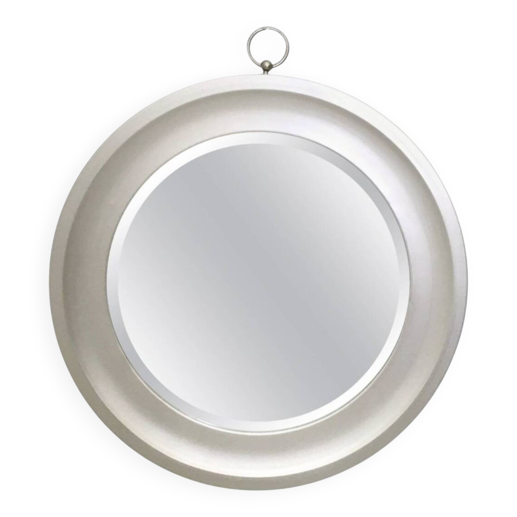 Round Silver Steel Wall Mirror Attributed to Sergio Mazza, Italy