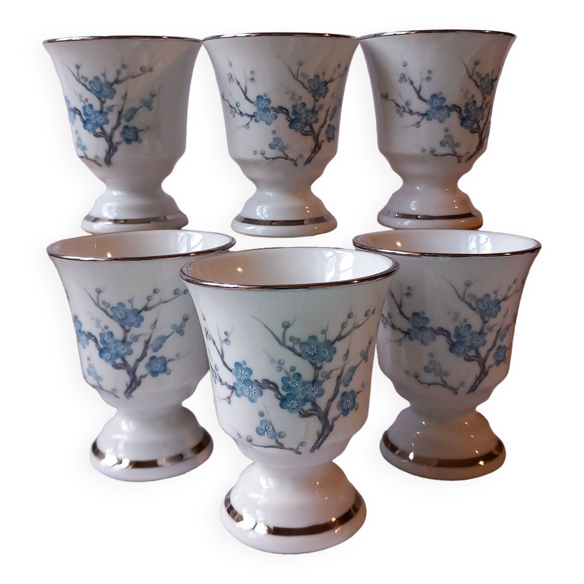 Lot of 6 small porcelain mazagrans FD Chauvigny