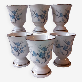 Lot 6 petits mazagrans porcelaine FD Chauvigny