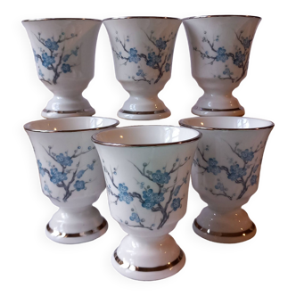 Lot of 6 small porcelain mazagrans FD Chauvigny