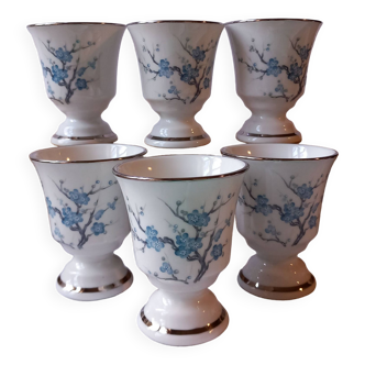 Lot 6 petits mazagrans porcelaine FD Chauvigny