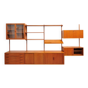 Danish teak wall unit by Kai Kristiansen for Feldballes Møbelfabrik