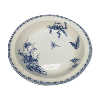 Hollow round flat in Sarreguemines earthenware model Carmen butterfly