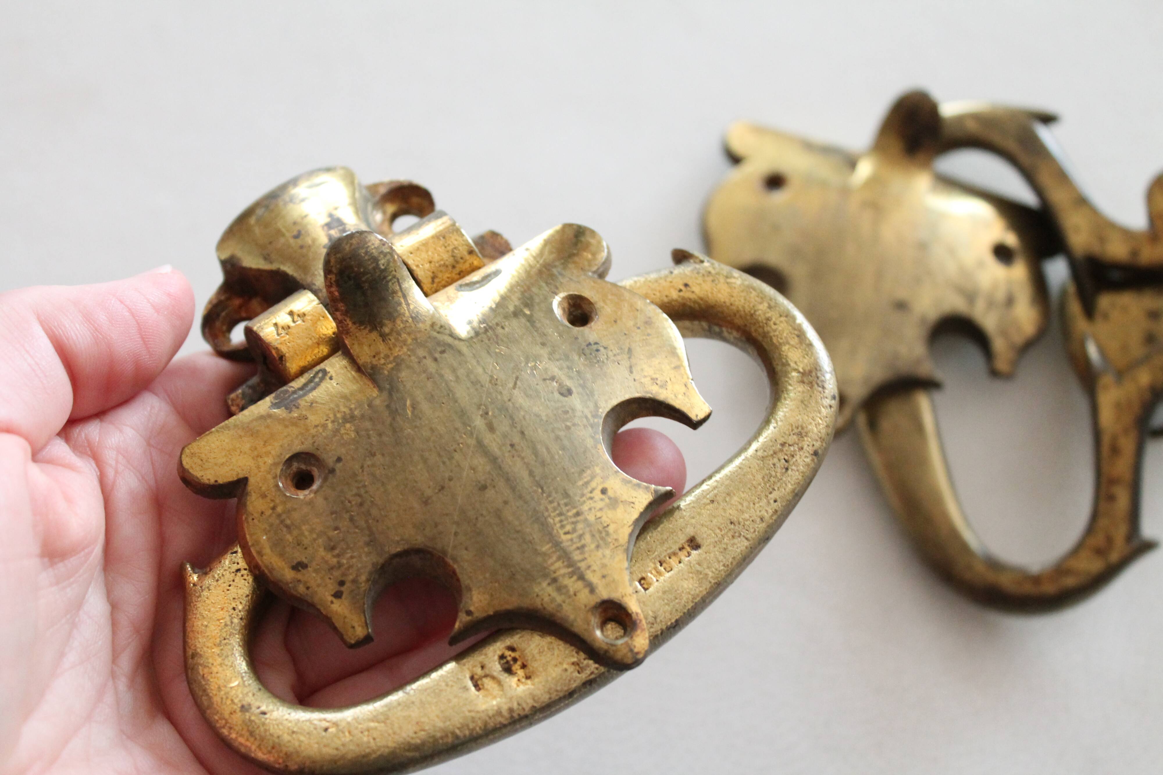 Large antique piano handles, old bronze, hardware.