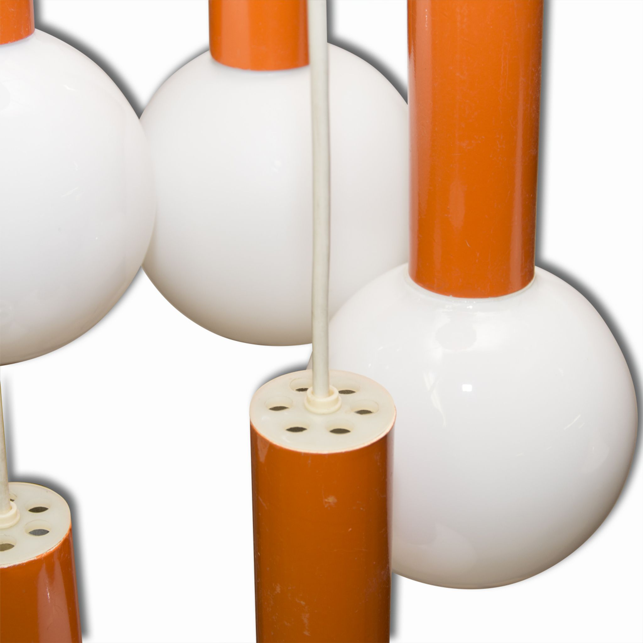 Suspension vintage with five blind Milky glass 1960 / 70s Czechoslovakia