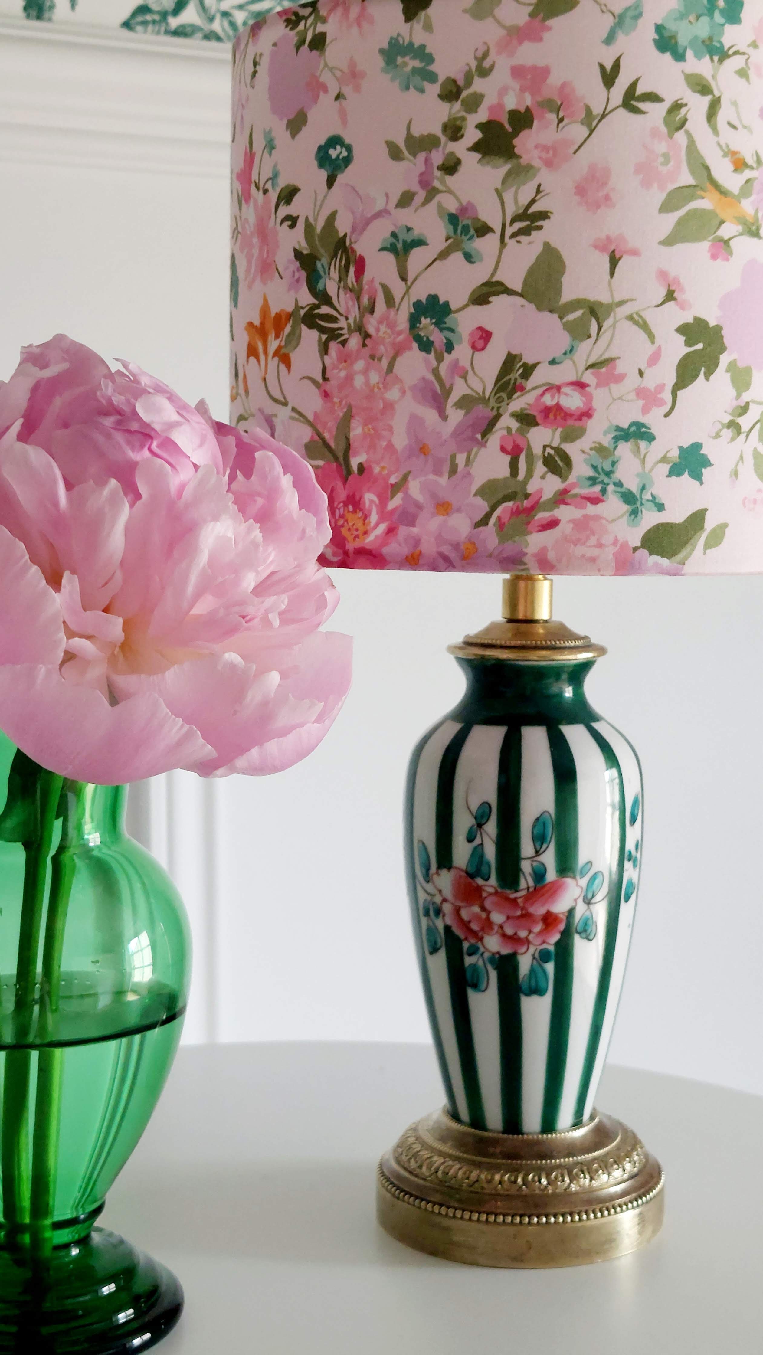Small vintage lamp hand-painted with a Liberty shade.