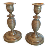 19th century bronze candlesticks