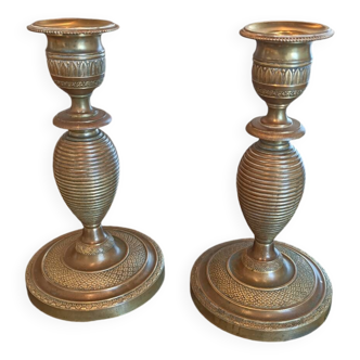 19th century bronze candlesticks