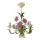 Lustre vintage en tôle peinte avec fleurs