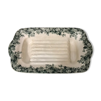 Plat à asperges vintage en terre de fer sarreguemines et digoin, modèle récamier