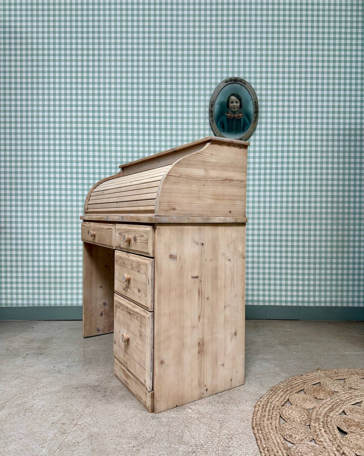Bureau à rideau vintage, rénové