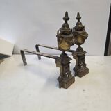 Paire de chenets en bronze style Louis XVI, XIXème