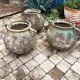 vintage cement gardener cauldron or pot