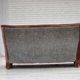 1970s, Danish 2-seater sofa, salmon pink furniture velour, beech wood.