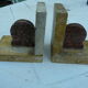 Pair of art deco book greenhouses in marble and travertine