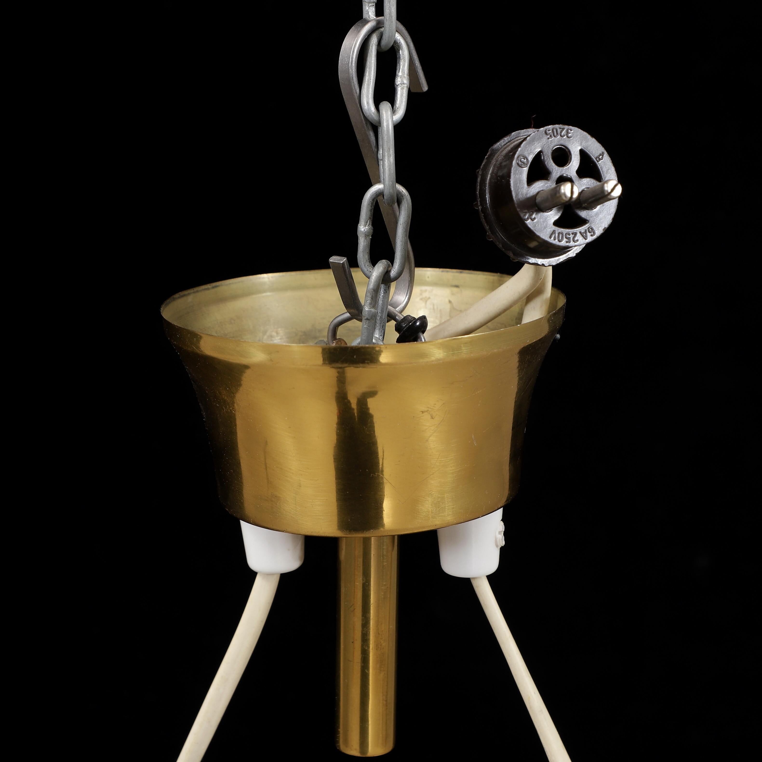 Adjustable ceiling suspension in brass and glass Anonymous Sweden 1960
