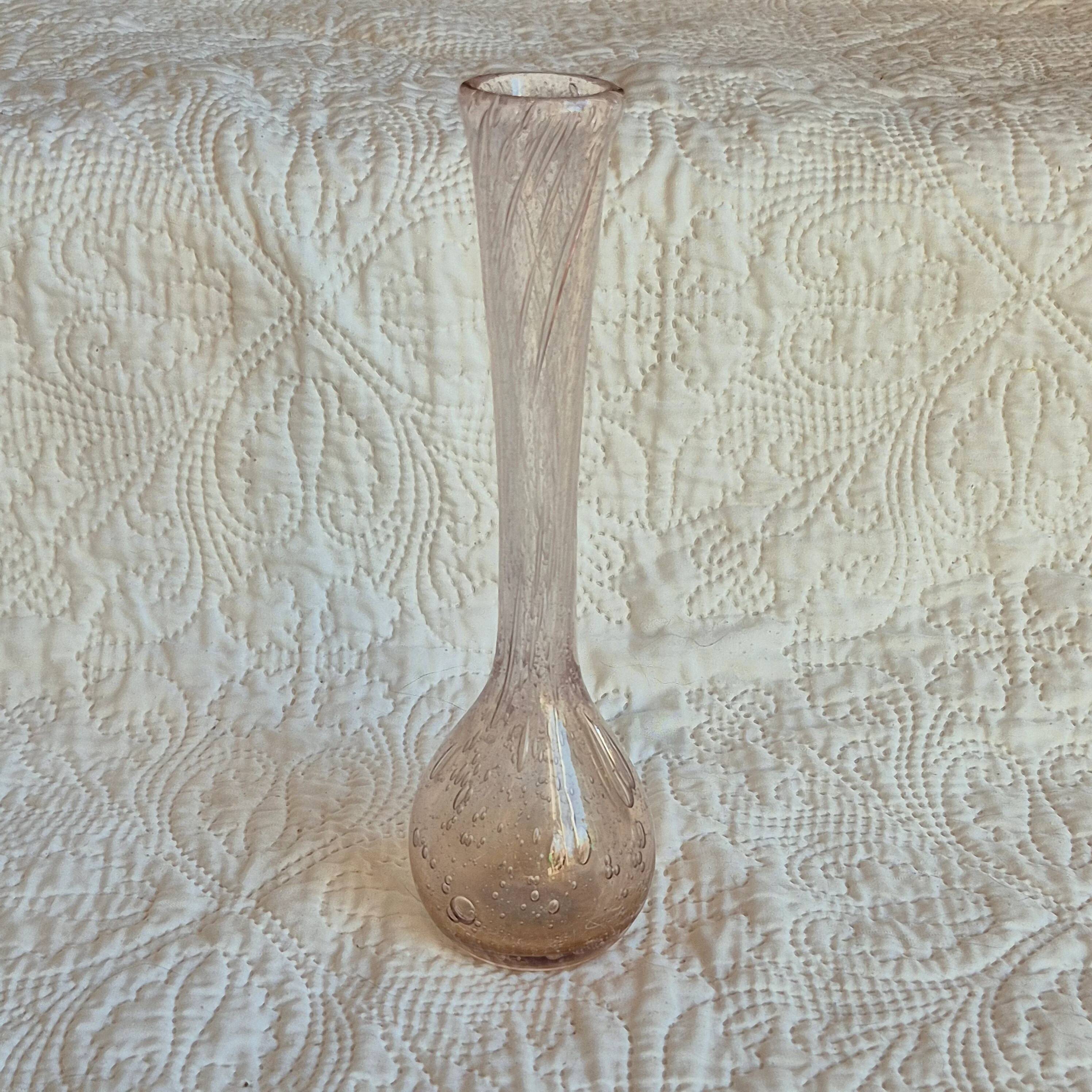 La Rochère pink bubble glass soliflore vase – mouth-blown