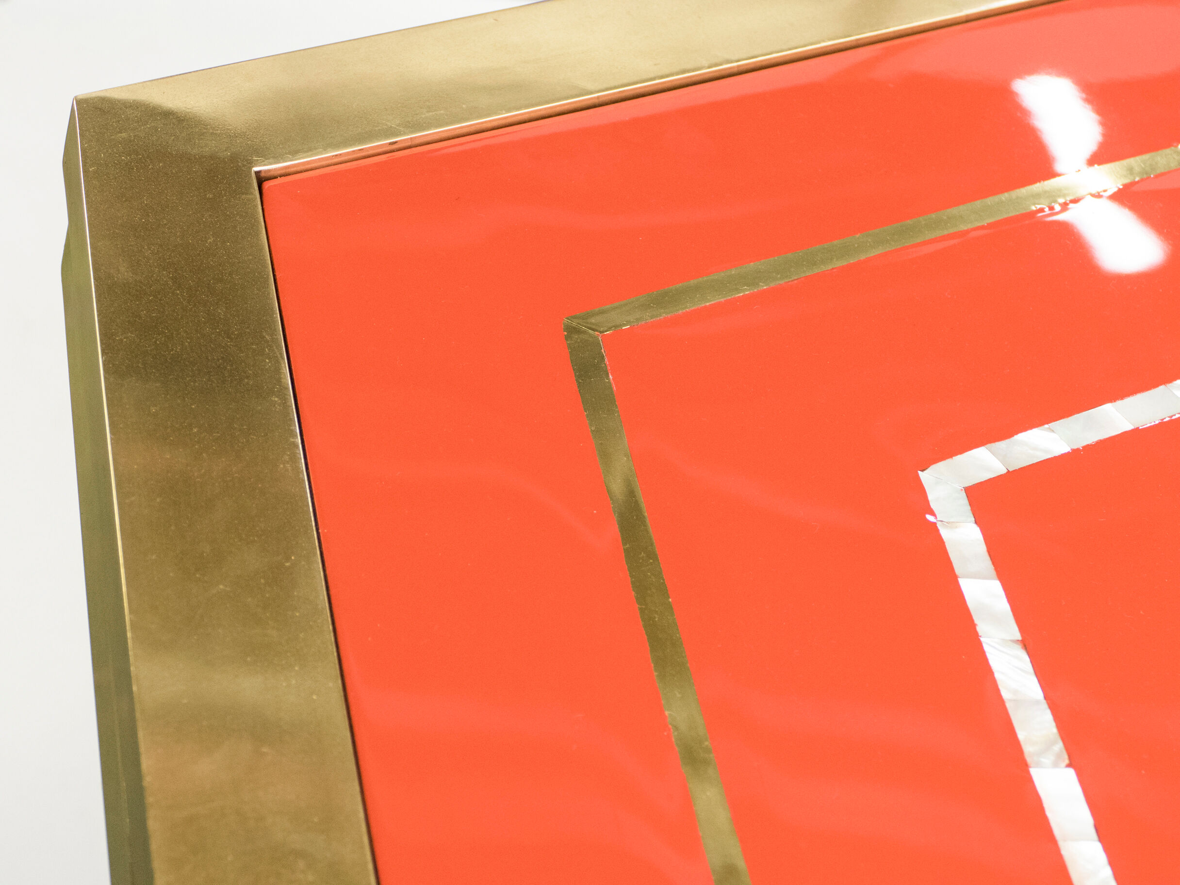 Red brass lacquered table  1970