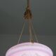 Chandelier en verre vintage Art Déco rose italien des années 1950 avec décorations.