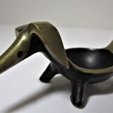 Zoomorphic bronze dachshund ashtray 50s