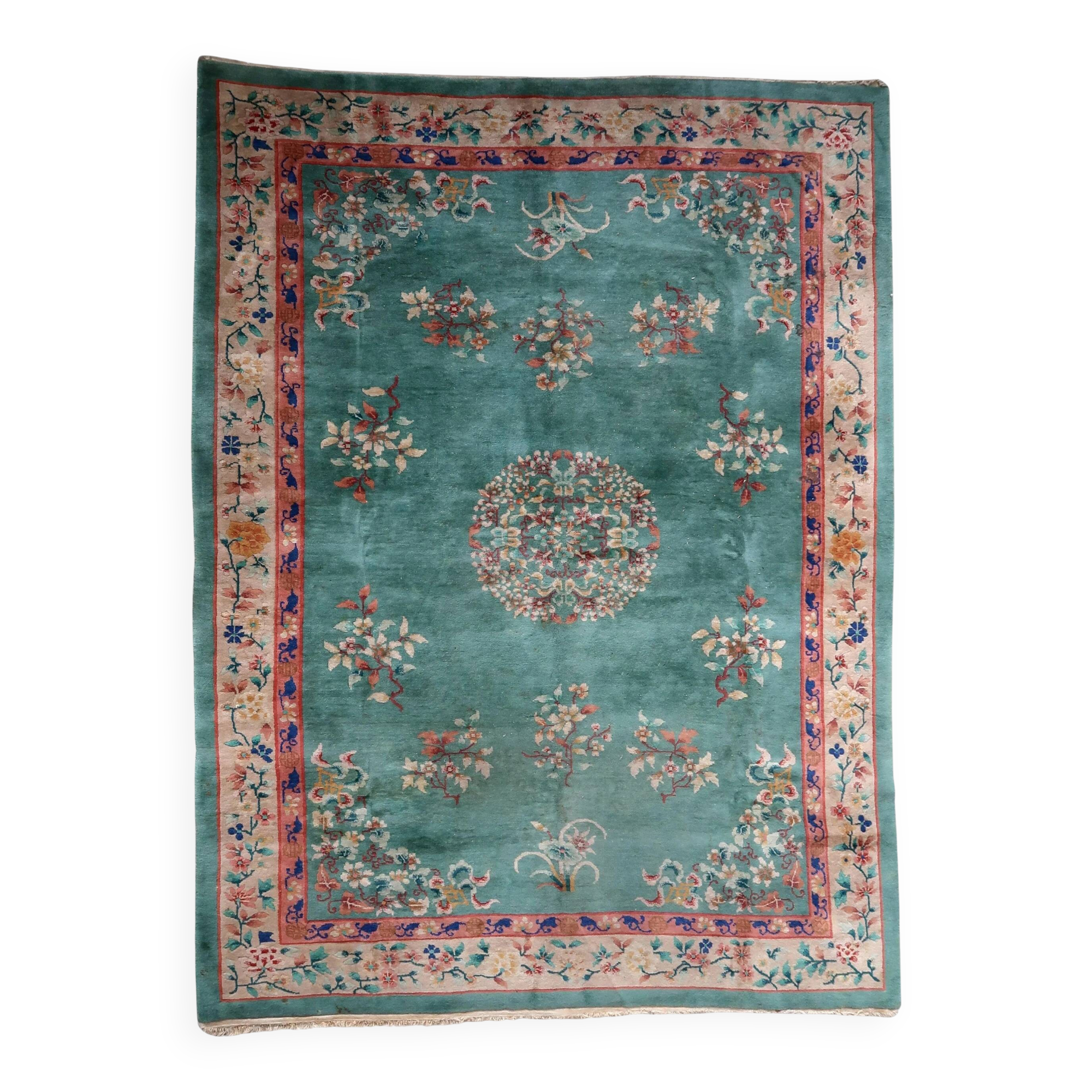 Handmade antique Art Deco Chinese rug 216cm x 295cm, 1920s