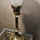 Lamp gilded bronze art nouveau, tulip blown glass with pattern