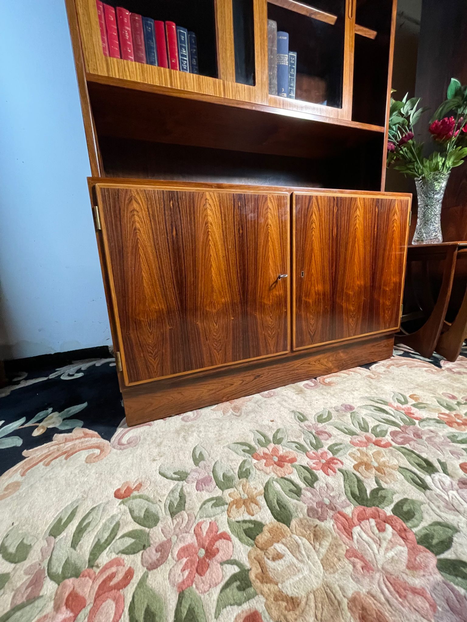 Mid century retro vintage wall unit bookcase danish design by poul hundevad rosewood 1950-1960