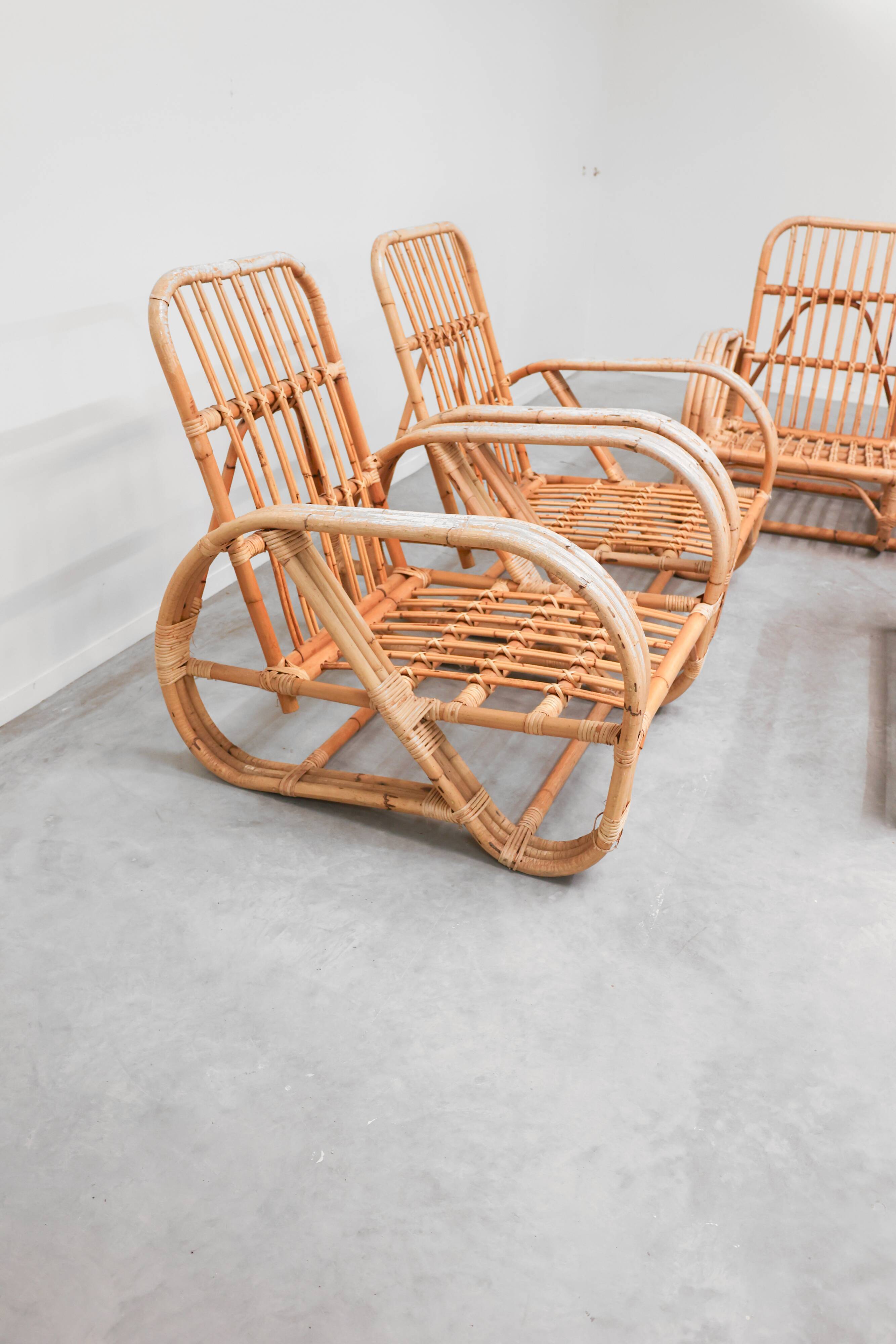 Vintage Rattan Lounge Set