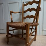 French country provence beech wood armchair with rush wicker seat